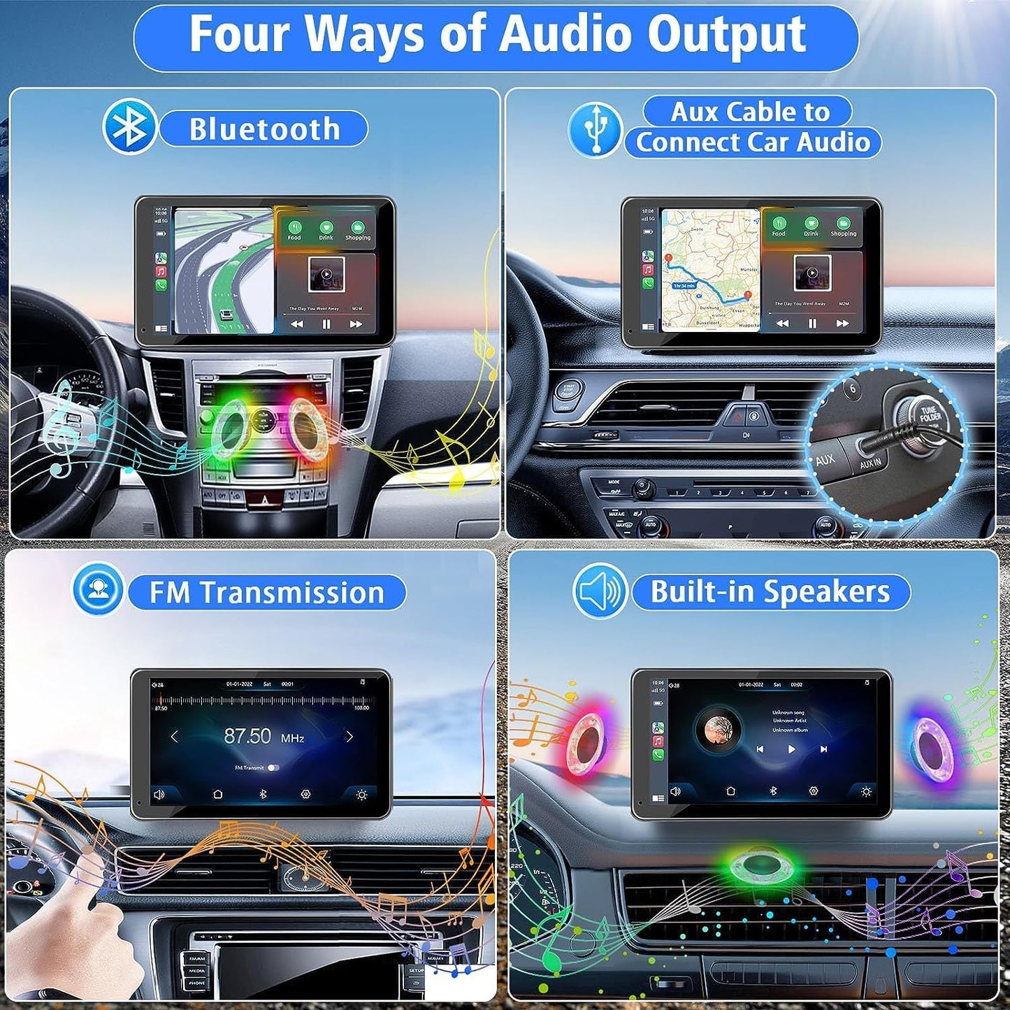 7” Wireless CarPlay & Android Auto Screen with Bluetooth & Camera