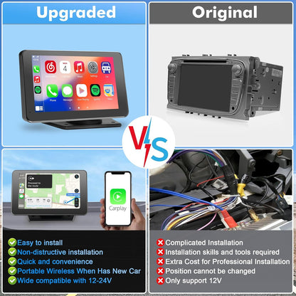 7” Portable CarPlay & Android Auto Display with Bluetooth & FM